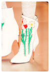 Winter Women Nightclub Shoes Mid-Calf Comfort Rhinestone Floral