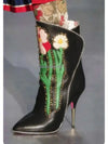 Winter Women Nightclub Shoes Mid-Calf Comfort Rhinestone Floral