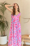 ADORA Abstract Floral V - Neck Maxi Dress - Blossom~n~Bloom