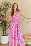 ADORA Abstract Floral V - Neck Maxi Dress - Blossom~n~Bloom