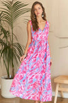 ADORA Abstract Floral V - Neck Maxi Dress - Blossom~n~Bloom