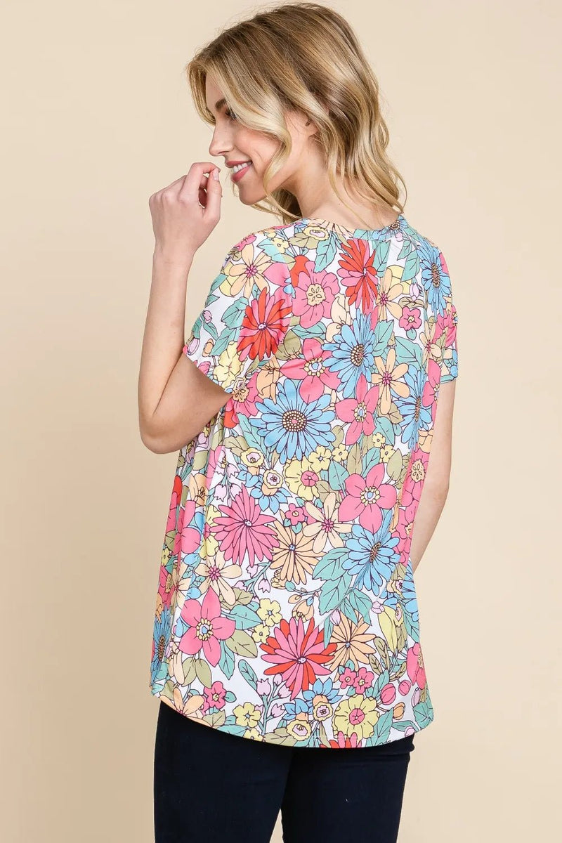 BOMBOM Floral Short Sleeve T-Shirt - Blossom~n~Bloom