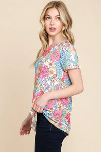 BOMBOM Floral Short Sleeve T-Shirt - Blossom~n~Bloom