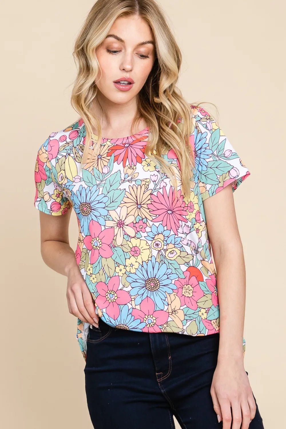 BOMBOM Floral Short Sleeve T-Shirt - Blossom~n~Bloom