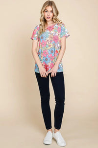 BOMBOM Floral Short Sleeve T-Shirt - Blossom~n~Bloom