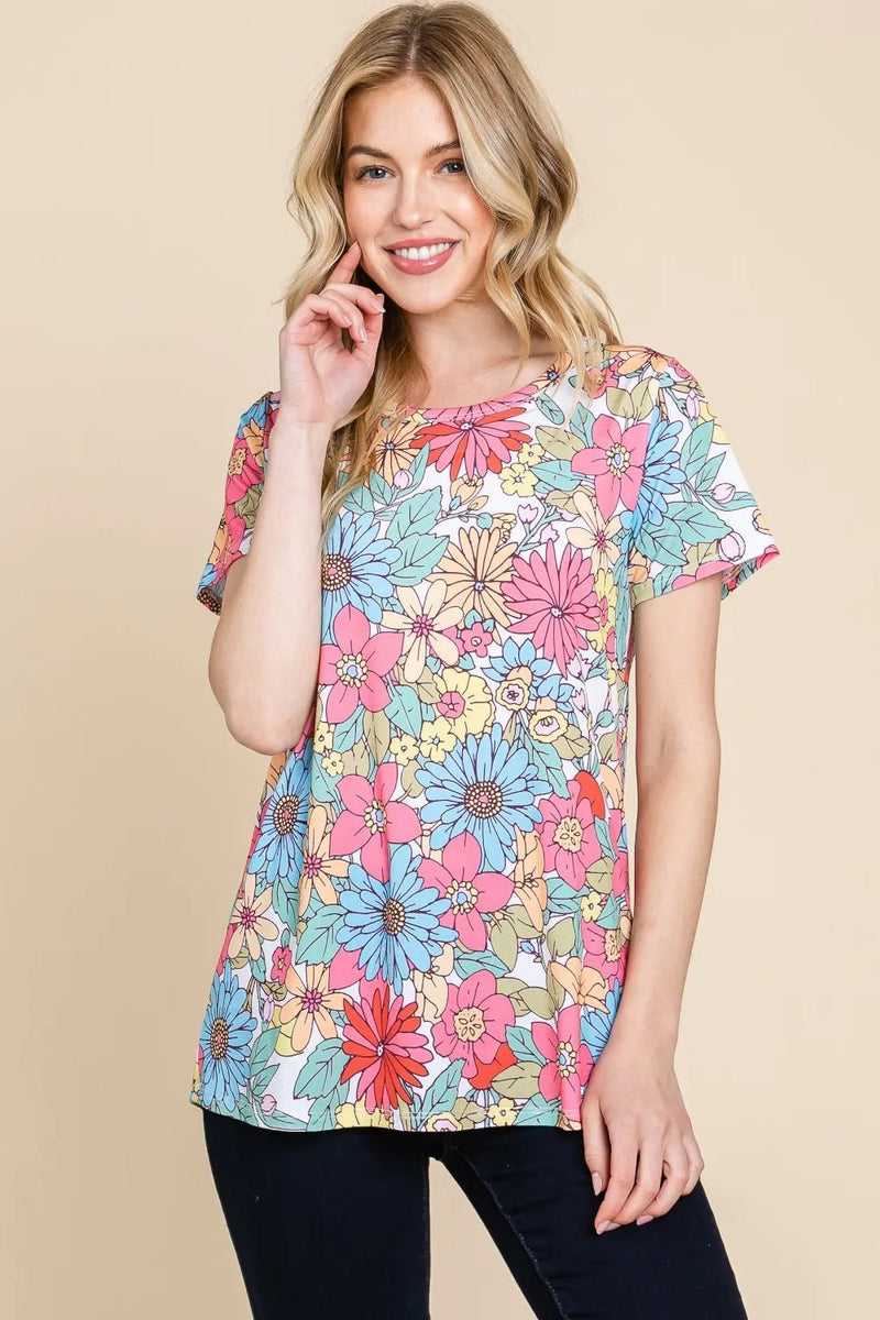 BOMBOM Floral Short Sleeve T-Shirt - Blossom~n~Bloom