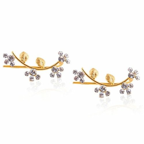 Brass Flower & Leaf Ear Cuffs & Climber Earrings - Blossom~n~Bloom
