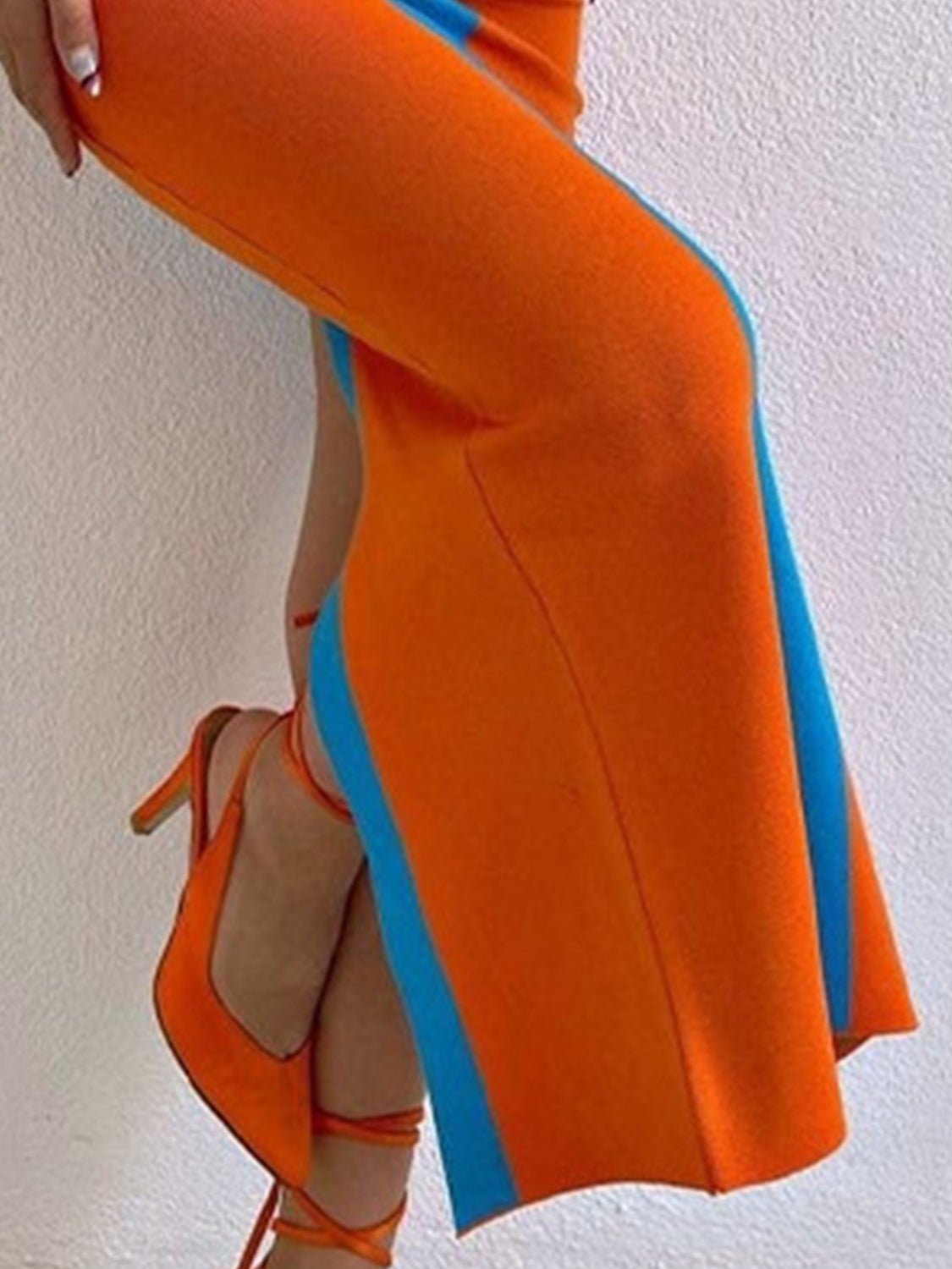 Contrast Wide Strap Slit Midi Dress - Blossom~n~Bloom