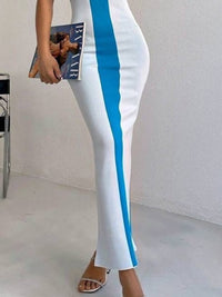 Contrast Wide Strap Slit Midi Dress - Blossom~n~Bloom