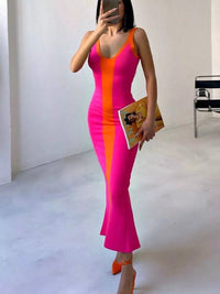 Contrast Wide Strap Slit Midi Dress | Blossom~n~Bloom