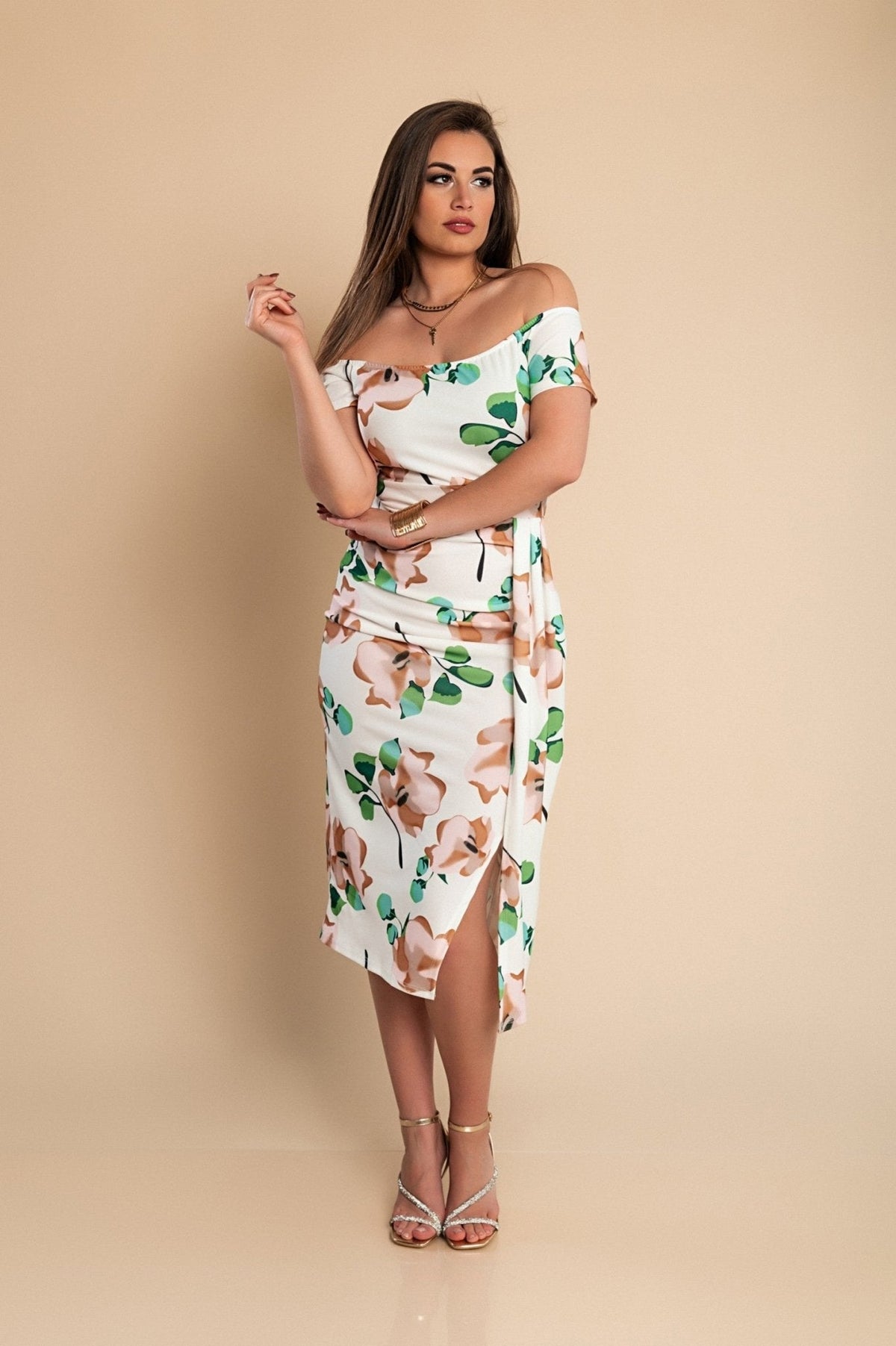 Elegant Midi Dress With Floral Print | Blossom~n~Bloom