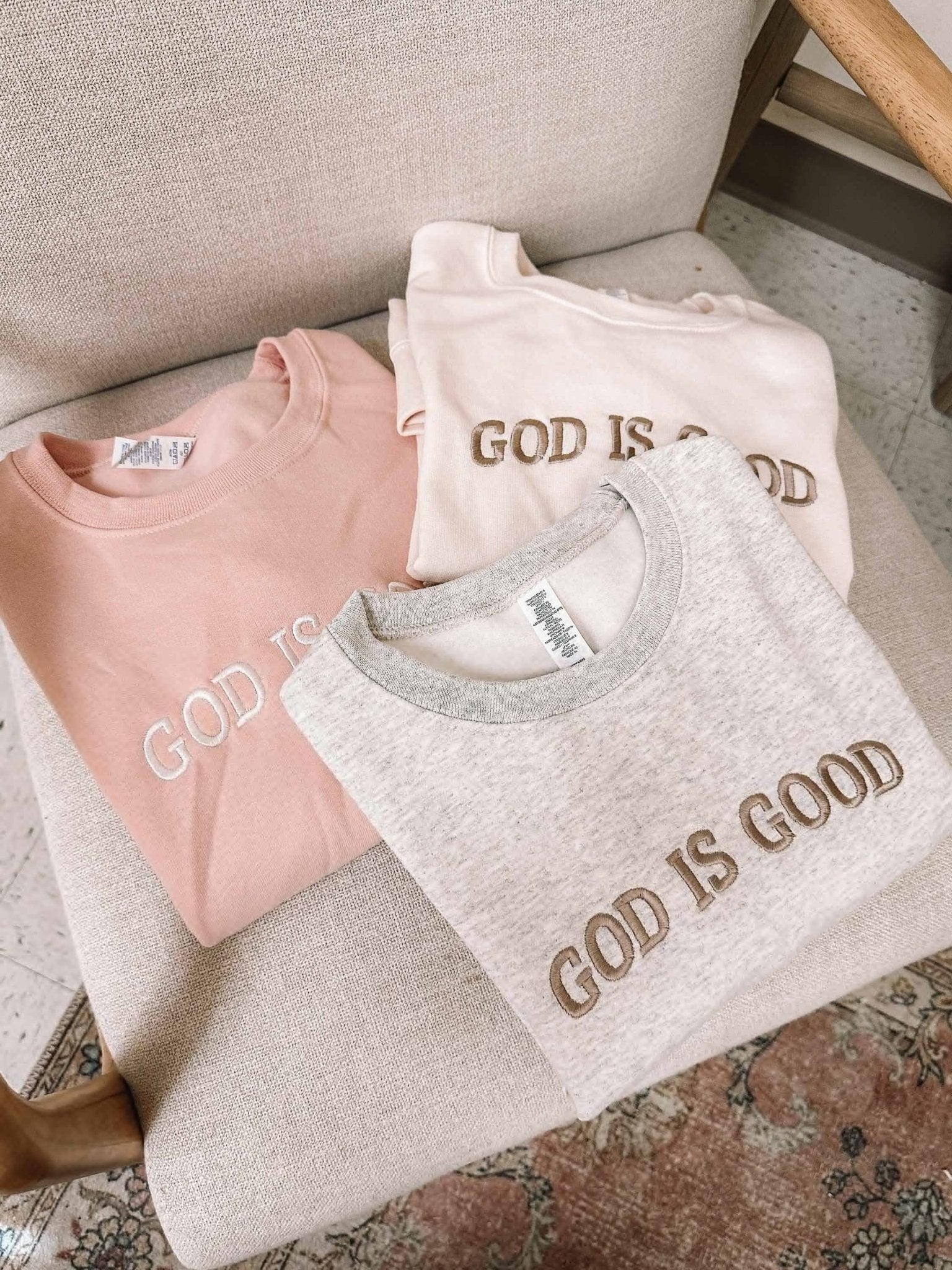Embroidered GOD IS GOOD Sweatshirt - Blossom~n~Bloom