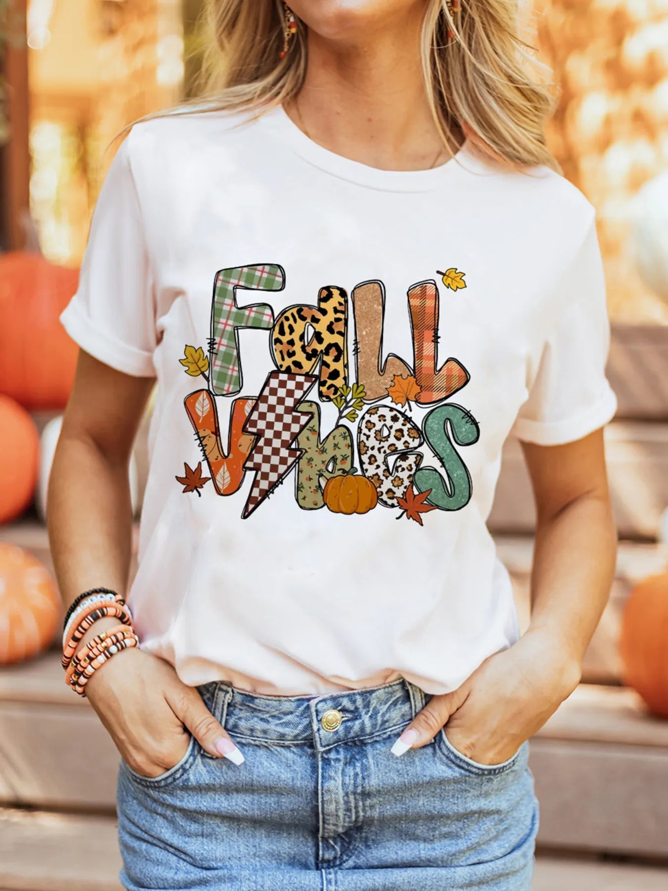 FALL VIBES Cotton Blend Casual T Shirt - Blossom~n~Bloom
