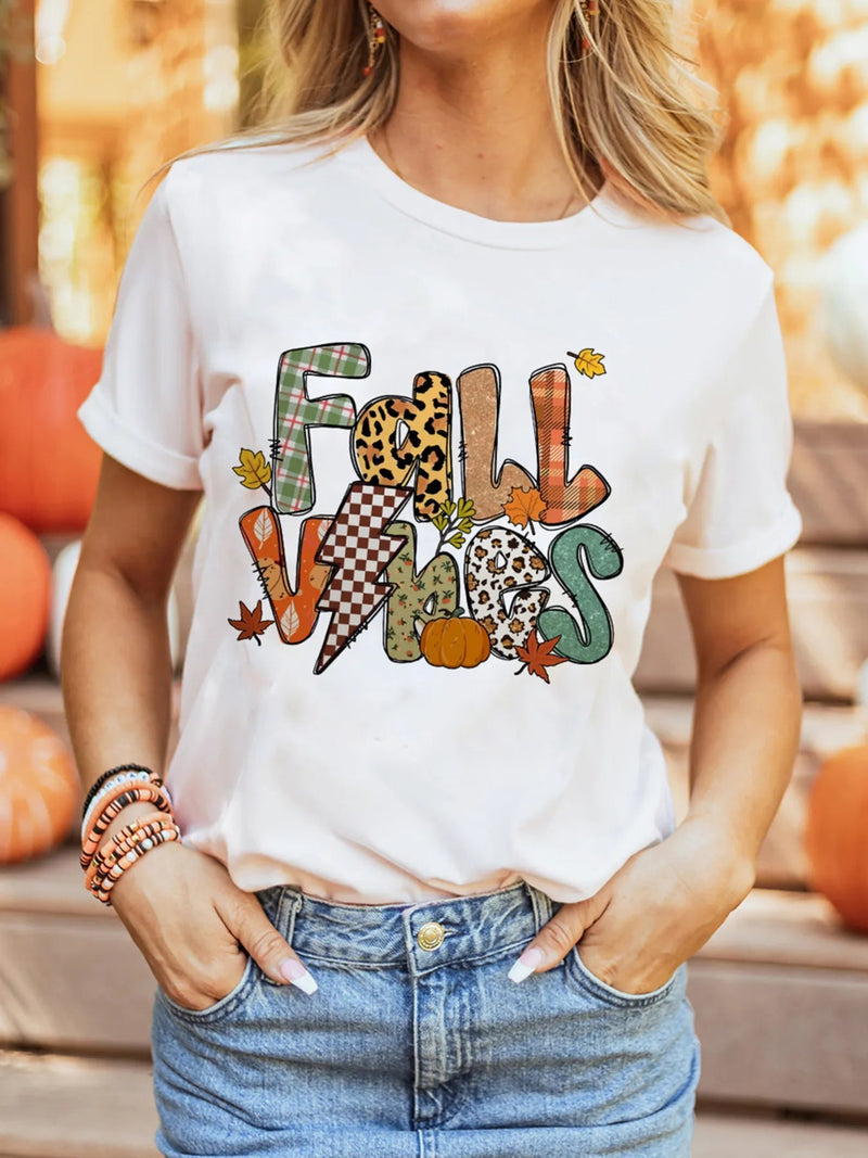 FALL VIBES Cotton Blend Casual T Shirt - Blossom~n~Bloom