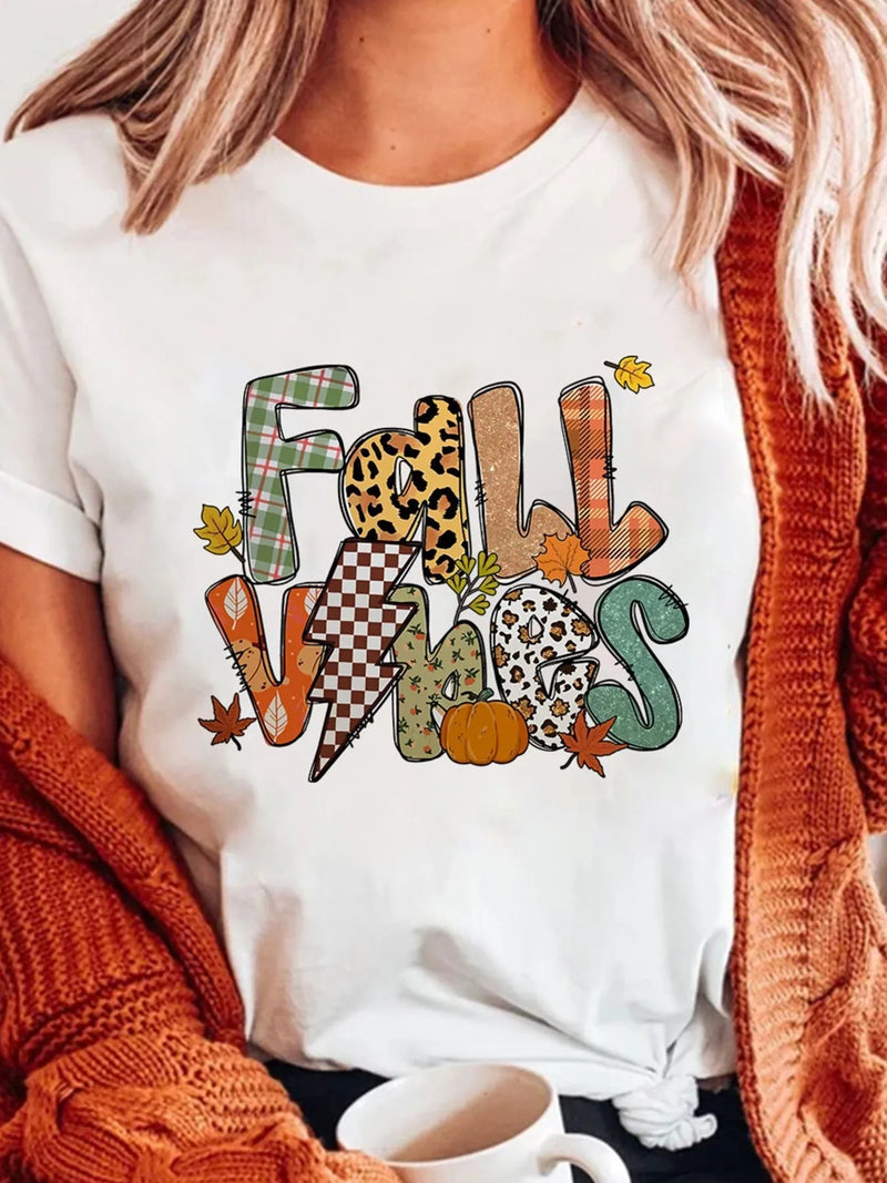 FALL VIBES Cotton Blend Casual T Shirt - Blossom~n~Bloom