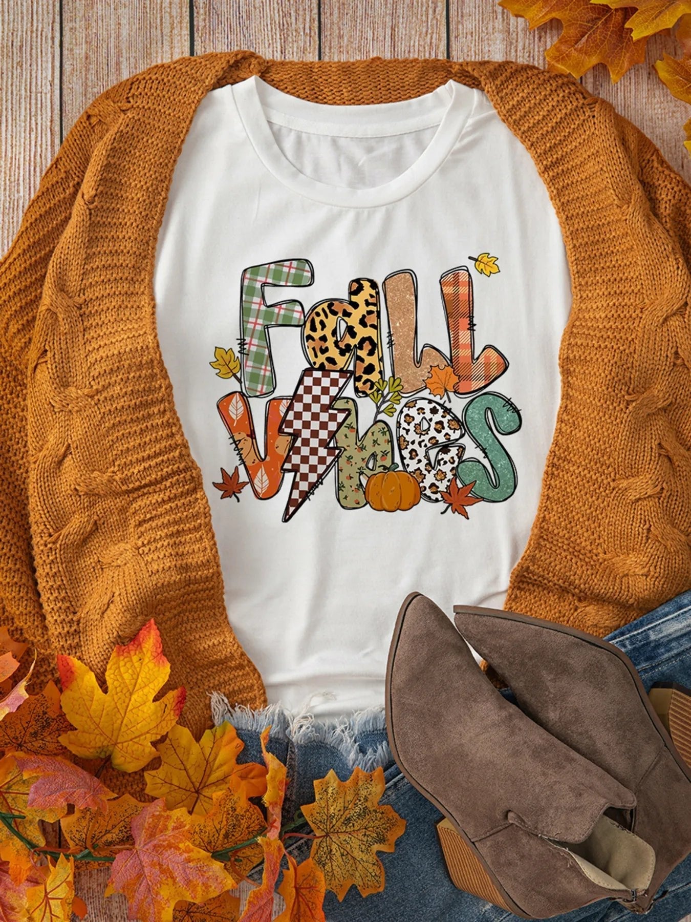 FALL VIBES Cotton Blend Casual T Shirt - Blossom~n~Bloom