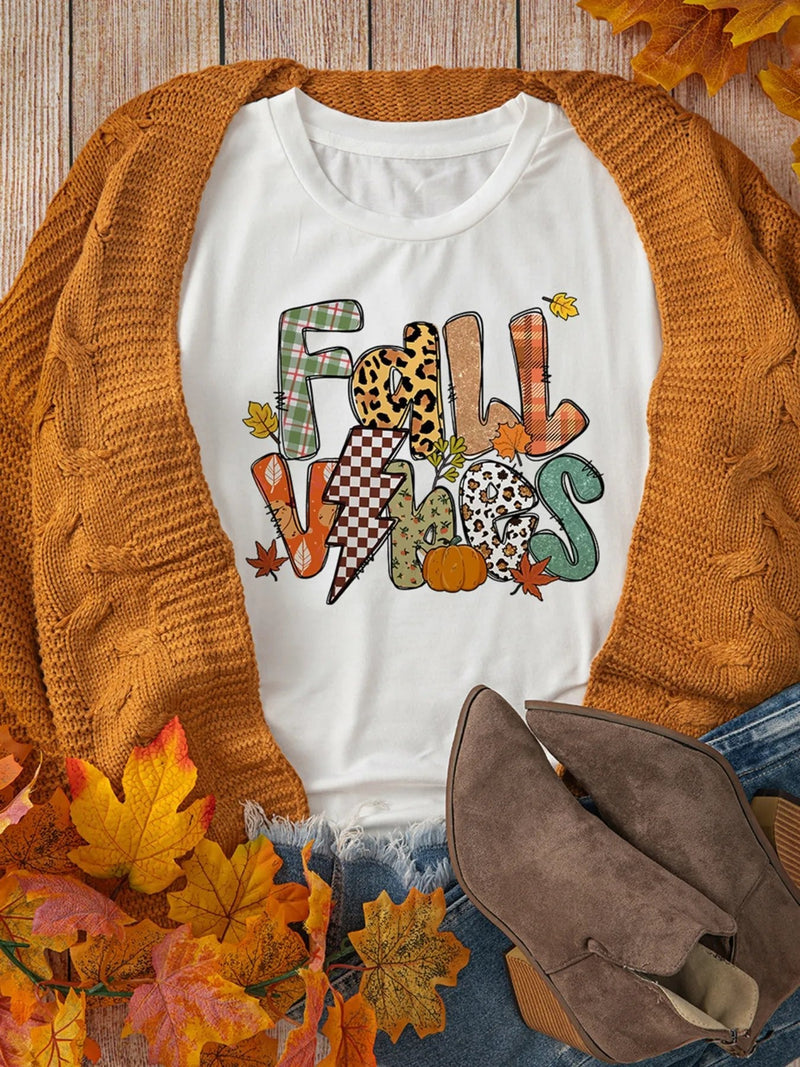FALL VIBES Cotton Blend Casual T Shirt - Blossom~n~Bloom