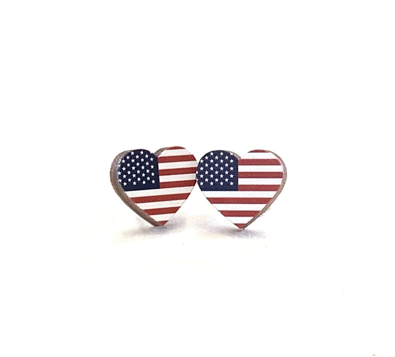 Flag Heart Stud Earrings 3086 - Blossom~n~Bloom