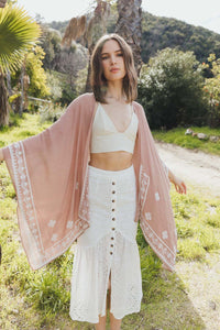 Floral Embroidered Sleeves Kimono | Blossom~n~Bloom