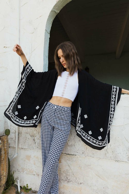 Floral Embroidered Sleeves Kimono | Blossom~n~Bloom