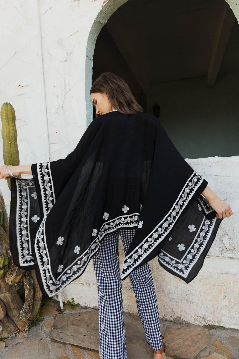 Floral Embroidered Sleeves Kimono | Blossom~n~Bloom