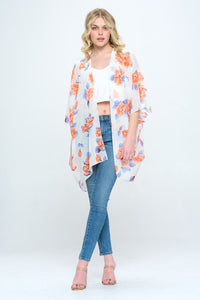 Floral Kimono Cardigan with Open Front | Blossom~n~Bloom