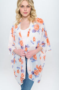 Floral Kimono Cardigan with Open Front | Blossom~n~Bloom