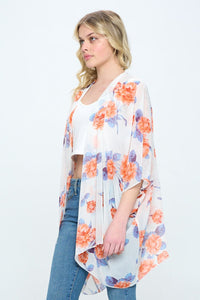 Floral Kimono Cardigan with Open Front | Blossom~n~Bloom