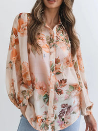 Floral Print Button - Up Shirt - Blossom~n~Bloom