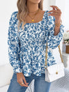 Floral Square Neck Flounce Sleeve Blouse | Blossom~n~Bloom