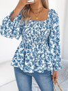 Floral Square Neck Flounce Sleeve Blouse | Blossom~n~Bloom