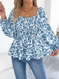 Floral Square Neck Flounce Sleeve Blouse | Blossom~n~Bloom