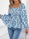 Floral Square Neck Flounce Sleeve Blouse | Blossom~n~Bloom