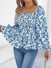 Floral Square Neck Flounce Sleeve Blouse | Blossom~n~Bloom