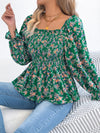 Floral Square Neck Flounce Sleeve Blouse | Blossom~n~Bloom