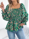 Floral Square Neck Flounce Sleeve Blouse | Blossom~n~Bloom