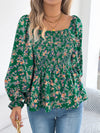Floral Square Neck Flounce Sleeve Blouse | Blossom~n~Bloom