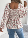 Floral Square Neck Flounce Sleeve Blouse | Blossom~n~Bloom