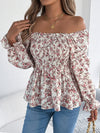 Floral Square Neck Flounce Sleeve Blouse | Blossom~n~Bloom