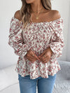 Floral Square Neck Flounce Sleeve Blouse | Blossom~n~Bloom