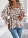 Floral Square Neck Flounce Sleeve Blouse | Blossom~n~Bloom