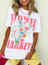 FLOWER MARKET Graphic Round Neck T Shirt - Blossom~n~Bloom