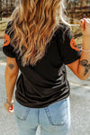Full Size Glitter Jack - O' - Lantern Round Neck Short Sleeve T-Shirt - Blossom~n~Bloom