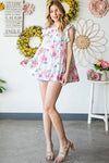 Heimish Full Size Butterfly Short Sleeve Round Neck Floral Print Tiered Top Plus Size - Blossom~n~Bloom