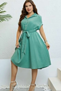 Honey Buttoned Tie - Waist Shirt Dress - Blossom~n~Bloom