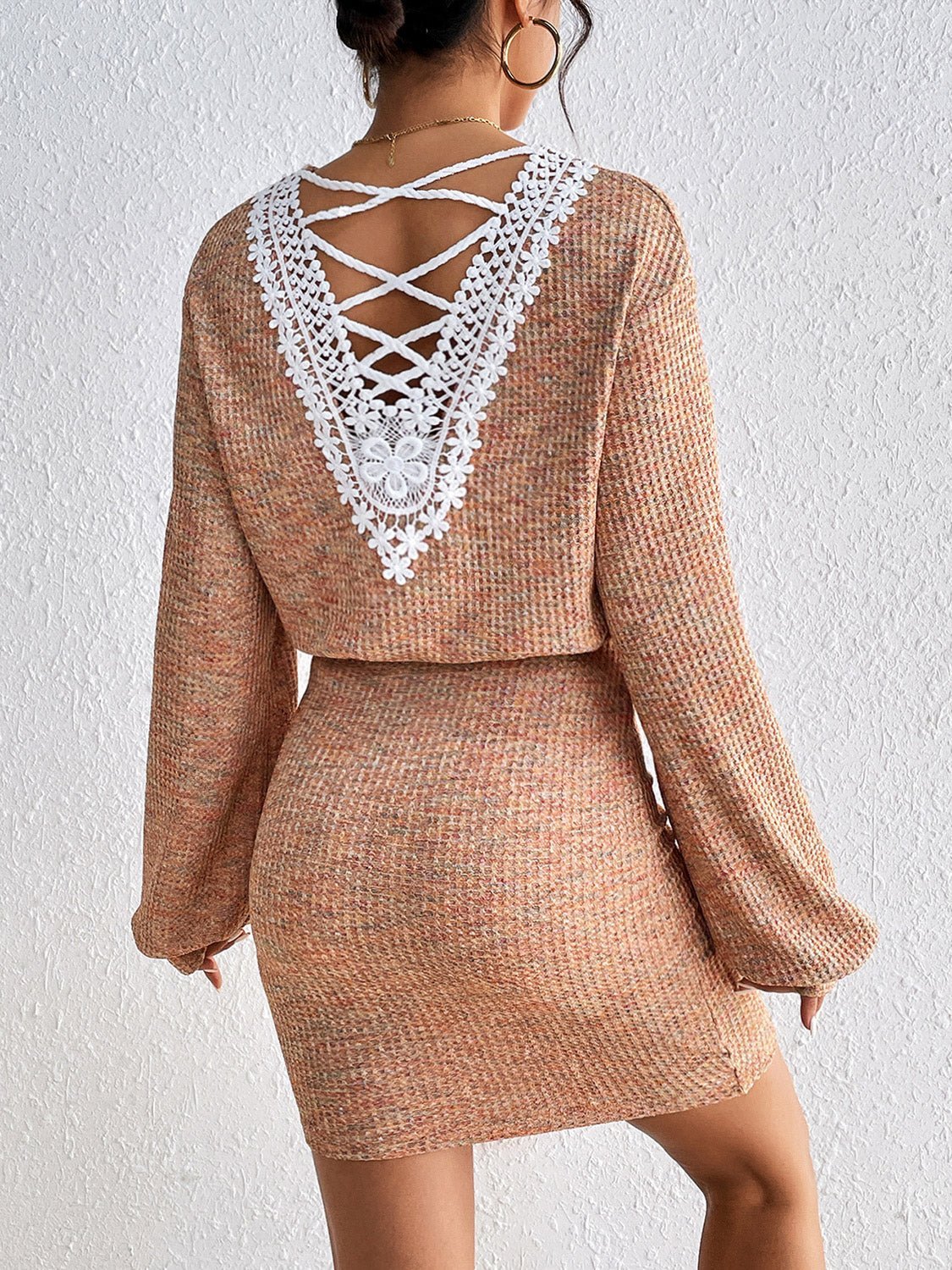 Honey Lace Detail V - Neck Mini Dress - Blossom~n~Bloom