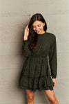 Honey Leopard Smock Waist Long Sleeve Dress - Blossom~n~Bloom