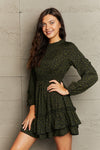 Honey Leopard Smock Waist Long Sleeve Dress - Blossom~n~Bloom
