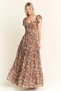 Jade By Jane Ruffle Sleeve Tiered Maxi Dress - Blossom~n~Bloom