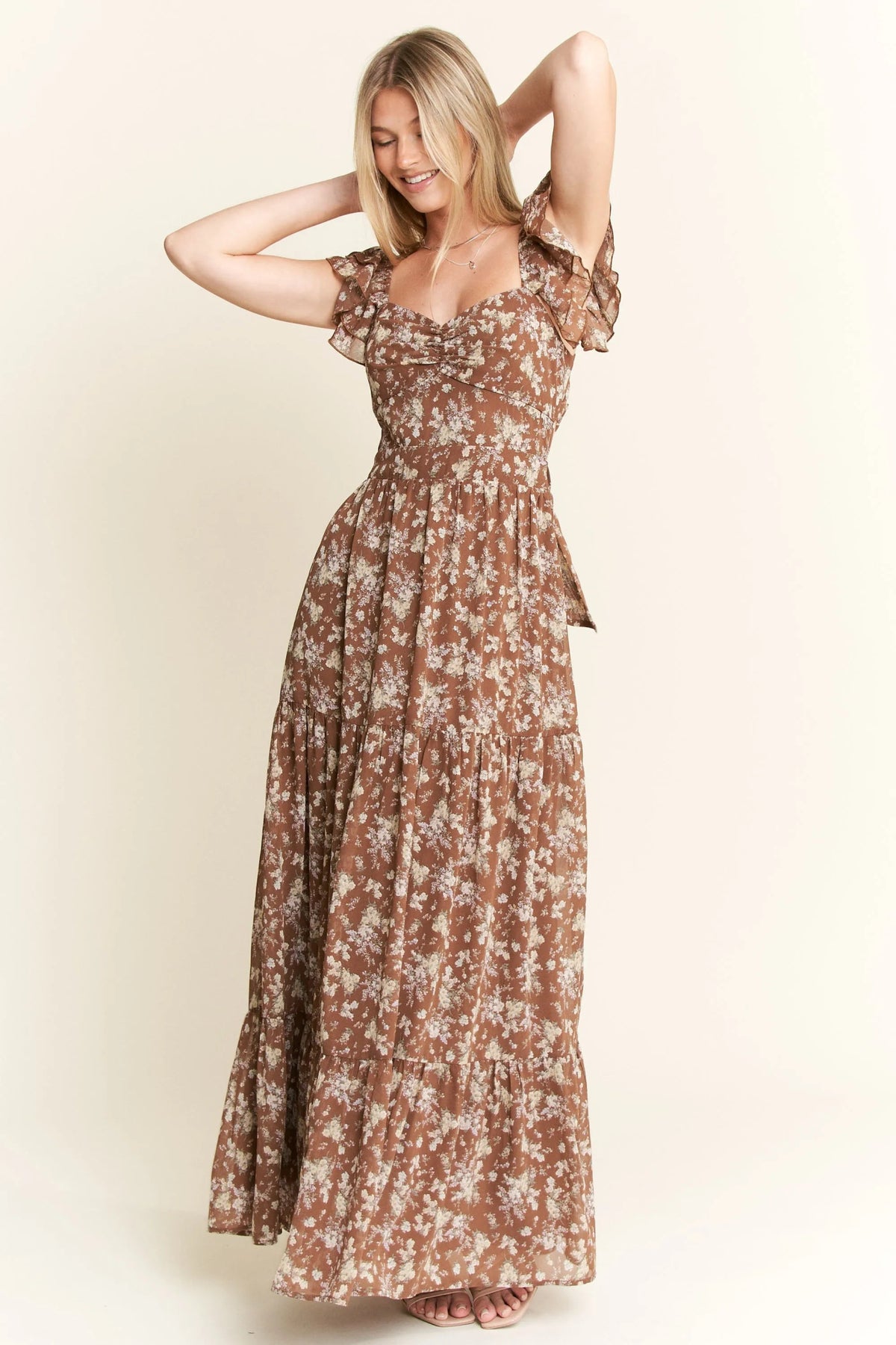 Jade By Jane Ruffle Sleeve Tiered Maxi Dress - Blossom~n~Bloom